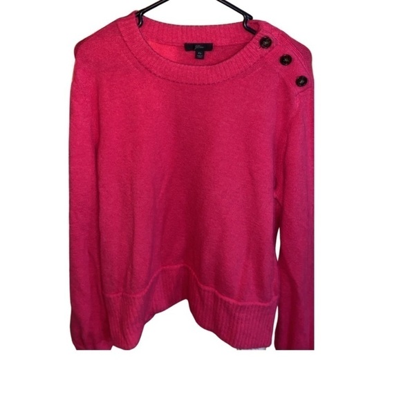 J. Crew Bright Pink Wool Blend Crew Neck Sweater Size XL - Picture 2 of 8